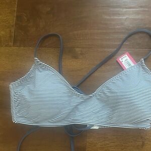 Striped Navy & White Women’s Swim Top